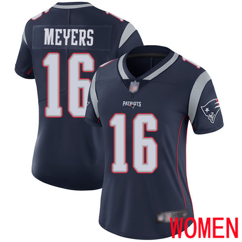 New England Patriots Football #16 Vapor Limited Navy Blue Women Jakobi Meyers Home NFL Jersey->new england patriots->NFL Jersey